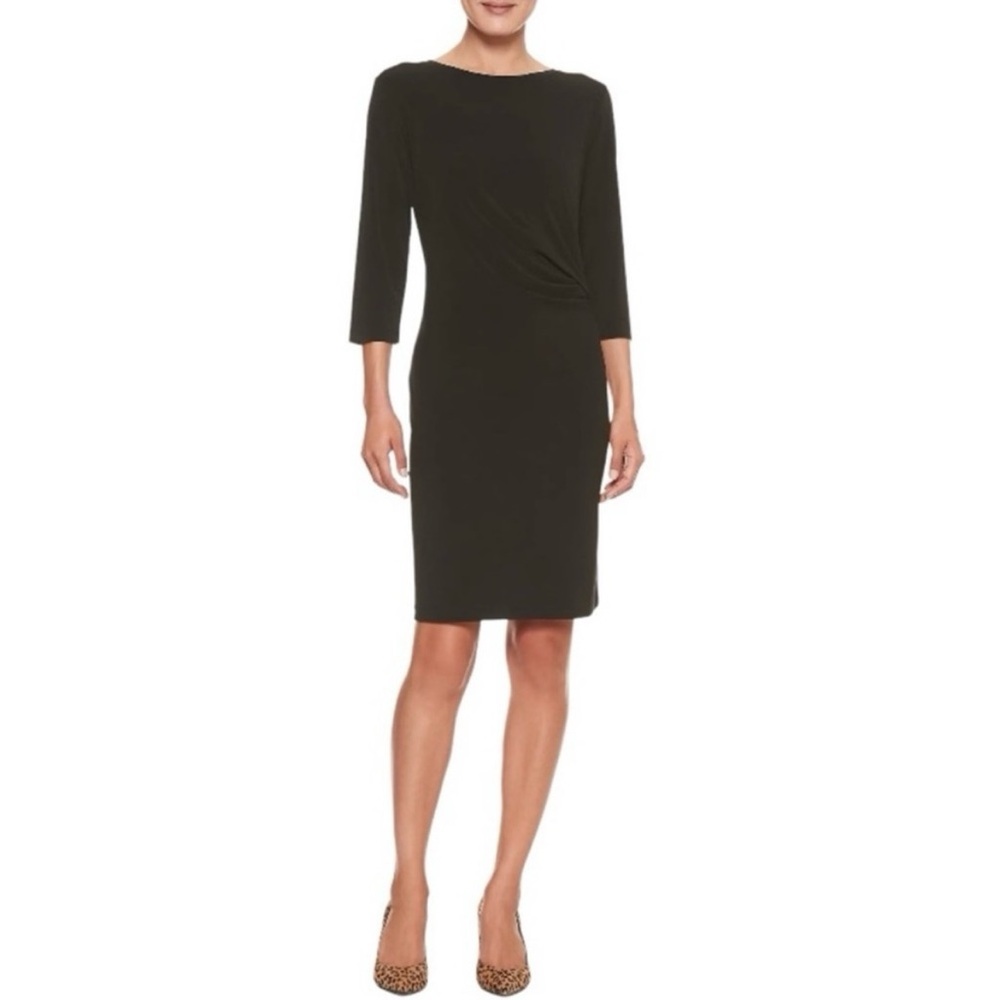 Women's Medium Black Twist Waist Sheath Dress - Jersey Knit Banana Republic